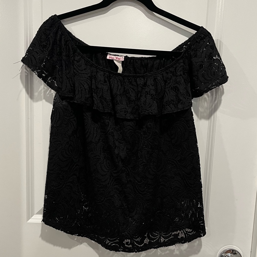 Via Vai Women’s Top Lace Black Size M Sleeveless